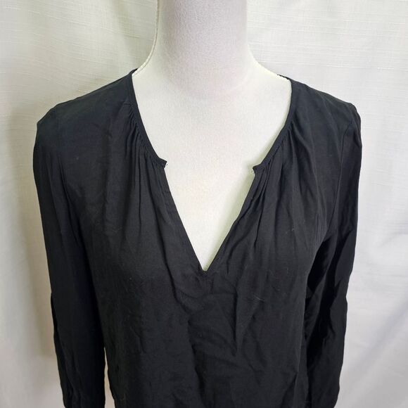 Old Navy Black Split Neck Long Sleeve Blouse Size Small - Picture 5 of 11